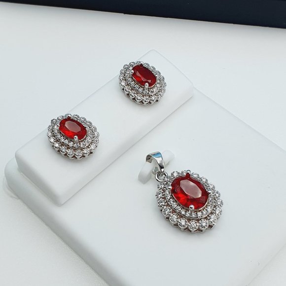 "925 Sterling Silver Cubic Zircon Jewelry Set, UU1P7A7045 - Picture 8 of 10